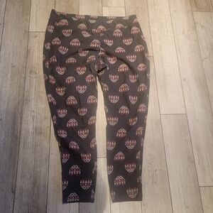 Torrid Charcoal Leggings with Red Heart Pattern